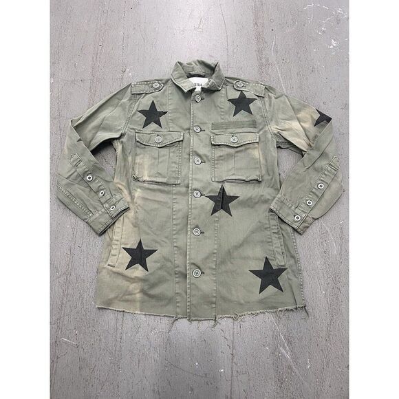 PISTOLO Camilo Utility Jacket Stars Print‎ Army Green Military Womens Size Small - Picture 1 of 11